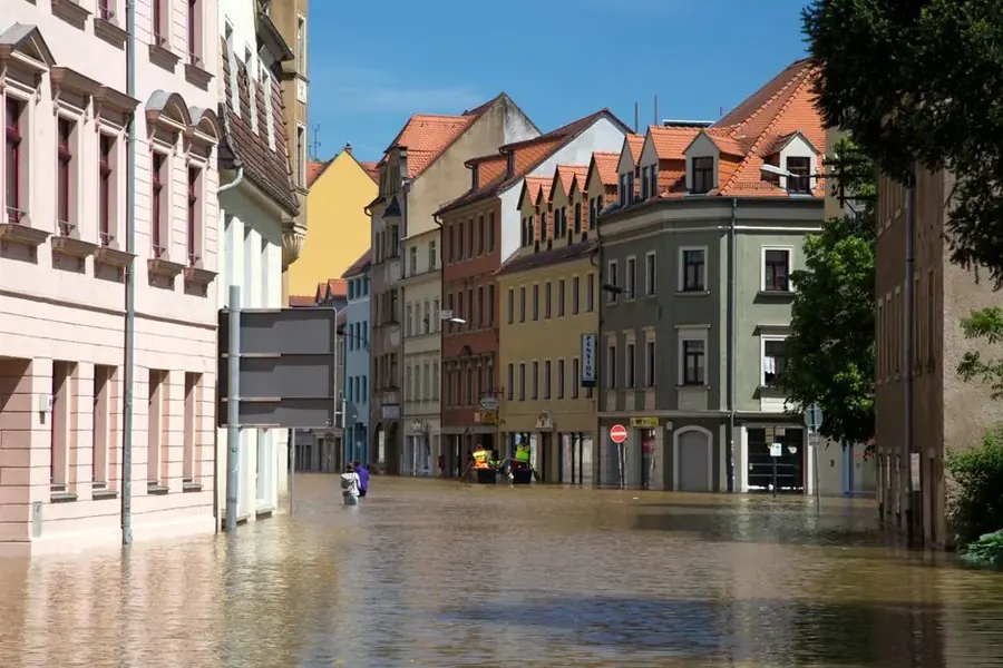 Street flooding and storm water damage scenario in Fairfax County low-lying areas